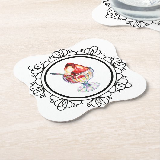 Vintage Eiscreme Schwarz-weiß Untersetzer (angewinkelt)