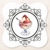 Vintage Eiscreme Schwarz-weiß Untersetzer (Vorderseite)