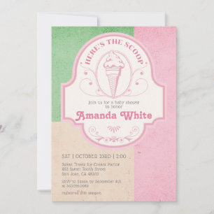 Vintage Eiscreme Scoop Retro Babydusche der 50er J Einladung