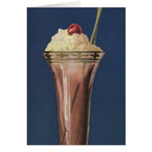Vintage Eiscreme-Shake, gepeitschte Creme & Cherry