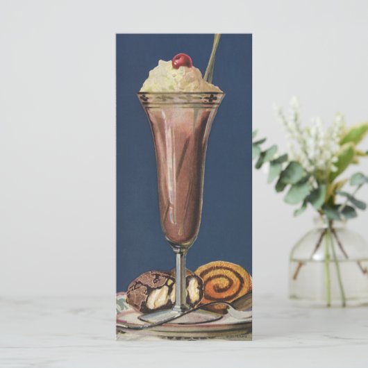 Vintage Eiscreme-Shake, gepeitschte Creme & Cherry (Stehend Vorderseite)