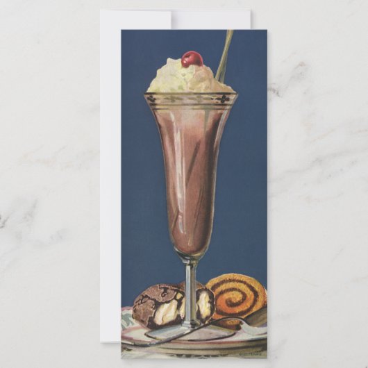 Vintage Eiscreme-Shake, gepeitschte Creme & Cherry (Vorderseite)