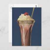 Vintage Eiscreme-Shake, gepeitschte Creme & Cherry Postkarte (Vorne/Hinten)