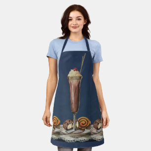 Vintage-Eiscreme-Shake, Schlagsahne und Kirsche Schürze