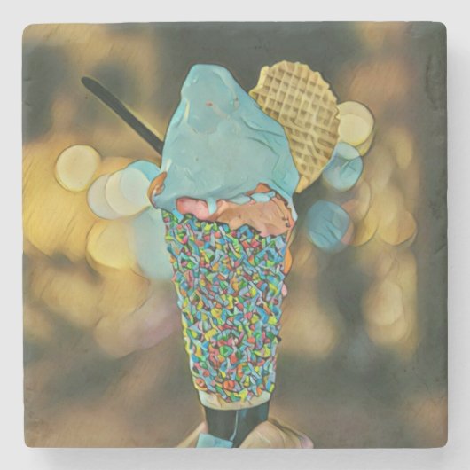 Vintage Eiscreme Steinuntersetzer (Vorderseite)