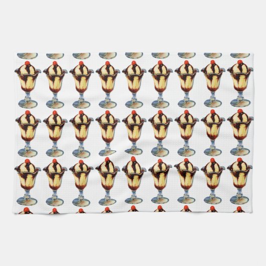 Vintage Eiscreme Sundae Geschirrtuch (Horizontal)