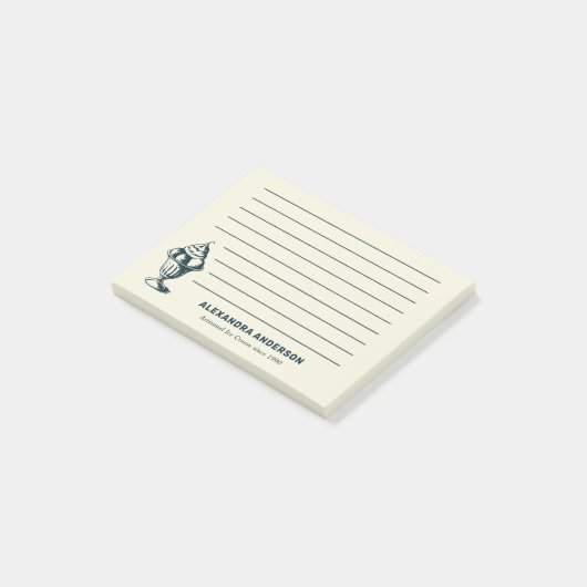 Vintage Eiscreme Sundae Post-it Klebezettel (angewinkelt)