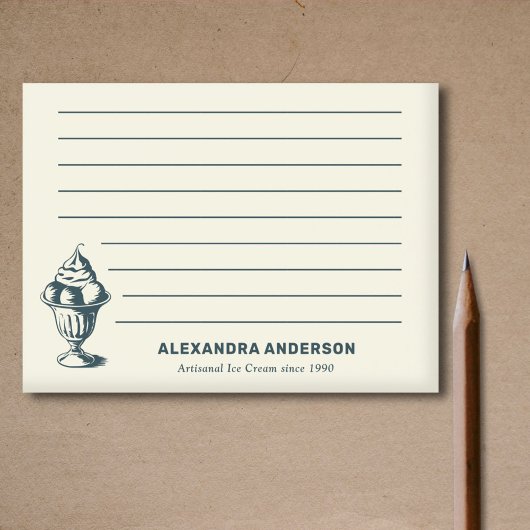 Vintage Eiscreme Sundae Post-it Klebezettel