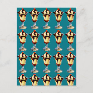 Vintage Eiscreme Sundae Postkarte