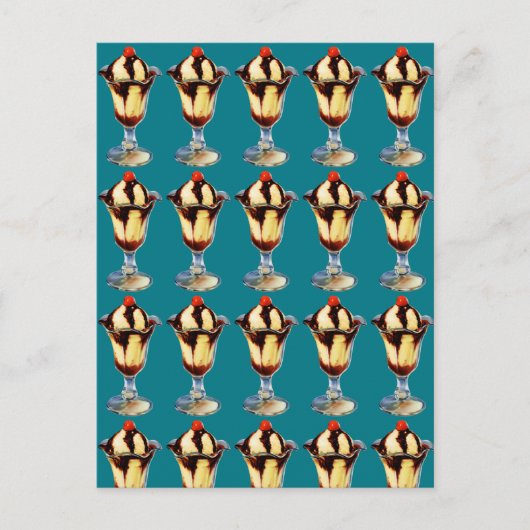 Vintage Eiscreme Sundae Postkarte (Vorderseite)