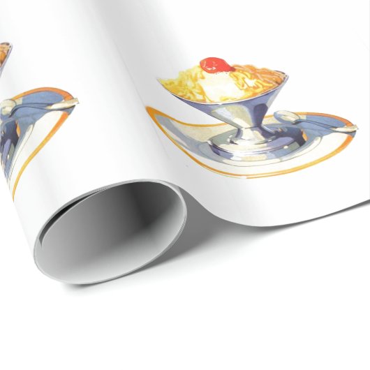 Vintage Eiscreme-Sundae Retro-Desserts Geschenkpapier (Rolleneckpunkt)