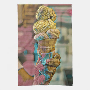 Vintage-Eiscreme-Waffel Geschirrtuch
