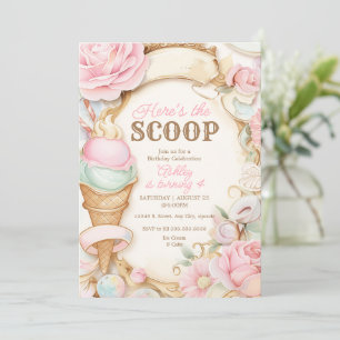 Vintage-Eiscreme-Waffel Pastellrosa Eiscreme Einladung