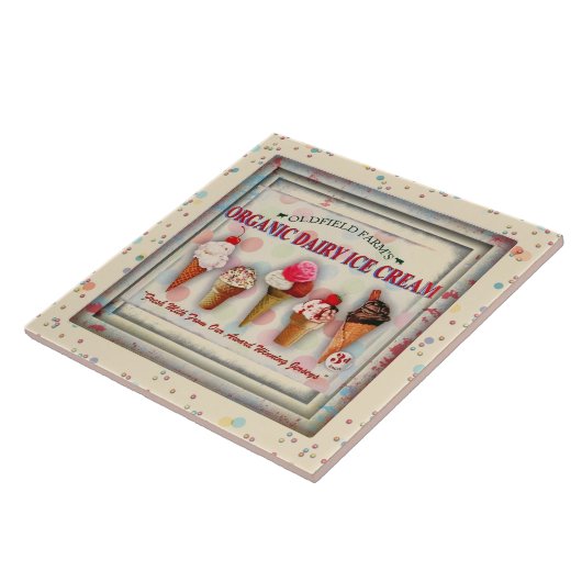 Vintage Eiscremewohnzimmer-Zeichen-Keramikfliese Fliese (Seite)