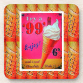 Vintage Eisdiele Eiscreme-Eiscreme-Pink Getränkeuntersetzer (Vorderseite)