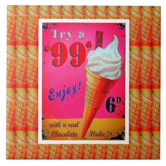 Vintage Eisdiele Keramik Fliese (Vorderseite)