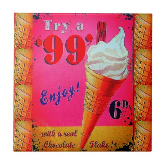 Vintage Eisdiele Keramik Fliese (Vorderseite)