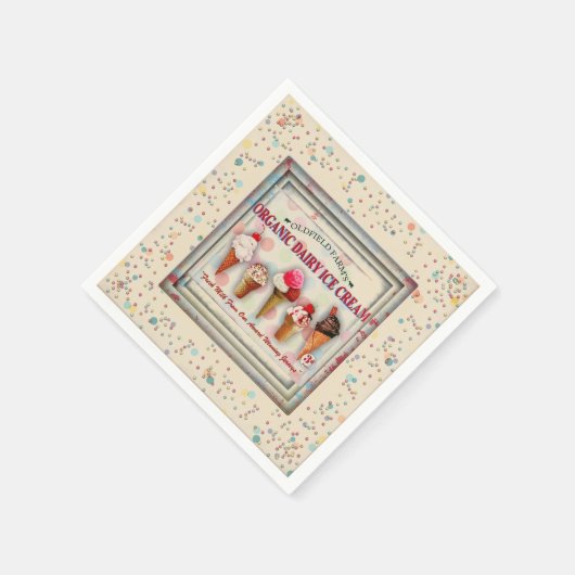 Vintage Eisdiele Serviette (Ecke)