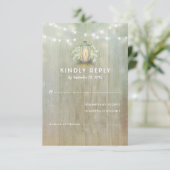 Vintage Eisen Lattern White Florals Wedding RSVP (Stehend Vorderseite)