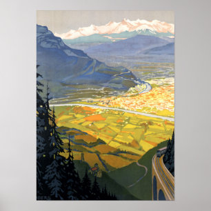 Vintage Eisenbahn Grenobles Frankreich Poster