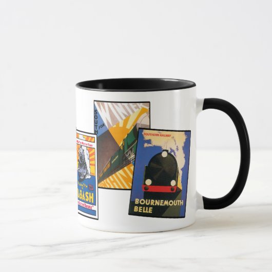 Vintage Eisenbahn-Plakate Tasse (Rechts)