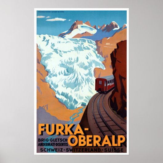 Vintage Eisenbahn Schweiz Alpen Poster (Vorne)