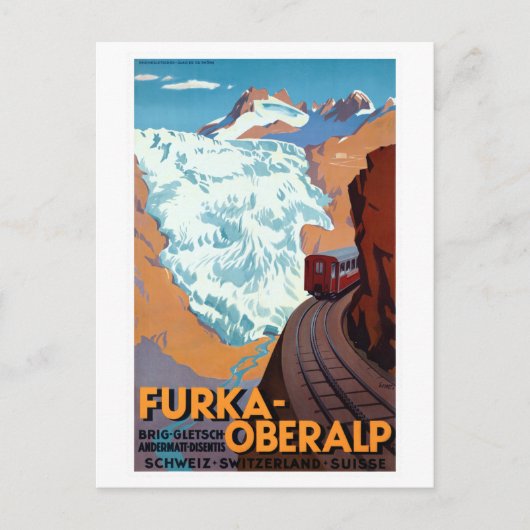 Vintage Eisenbahn Schweiz Alpen Postkarte (Vorderseite)