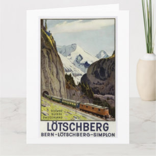 Vintage Eisenbahnreise in der Schweiz Karte