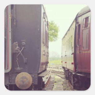 Vintage Eisenbahnwagen Quadratischer Aufkleber