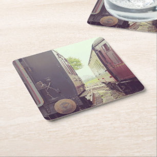 Vintage Eisenbahnwagen Rechteckiger Pappuntersetzer