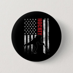 Vintage-Eishockey-Amerikanische-Flagge-Eishockeysp Button