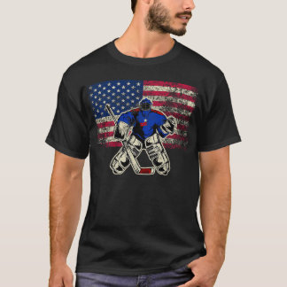 Vintage-Eishockey-Torhüter USA-Flagge-Geschenk für T-Shirt
