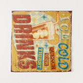 Vintage Eiskalte Getränke Metallschild. Vintag, Li Wandteppich (Vorderseite (Horizontal))