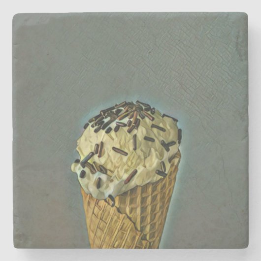 Vintage Eiskunst Steinuntersetzer (Vorderseite)