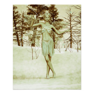 Vintage Eismühle im Winterwald Poster