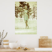 Vintage Eismühle im Winterwald Poster (Küche)