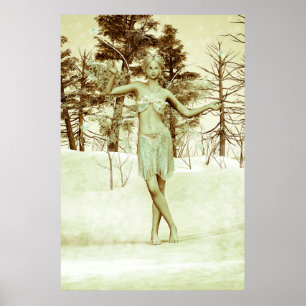Vintage Eismühle im Winterwald Poster