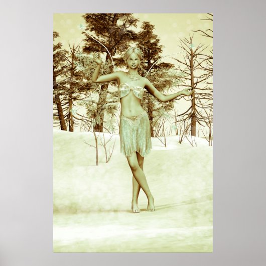 Vintage Eismühle im Winterwald Poster (Vorne)