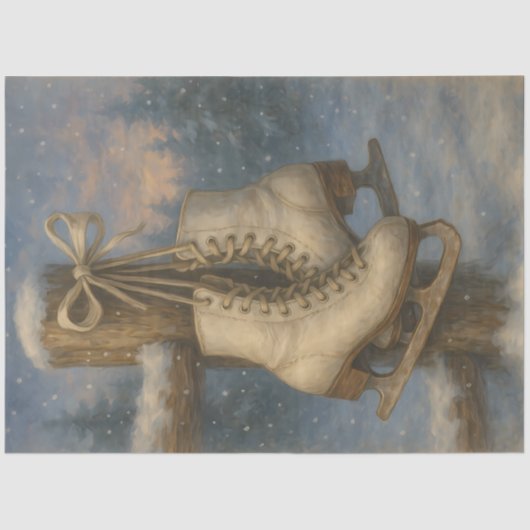 Vintage EisSkate Winter Nostalgie Entdeckungsreise Seidenpapier (Vorderseite)