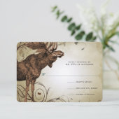 Vintage Elch Forest Lodge Ranch Hochzeit RSVP (Stehend Vorderseite)