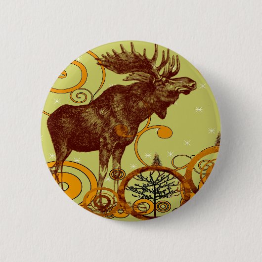 Vintage-Elch-Geschenke Button (Vorderseite)