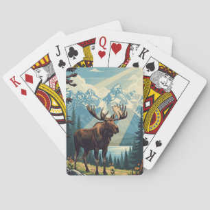 Vintage-Elch im Grand Teton National Park Spielkarten