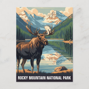 Vintage-Elch im Rocky Mountain National Park Postkarte