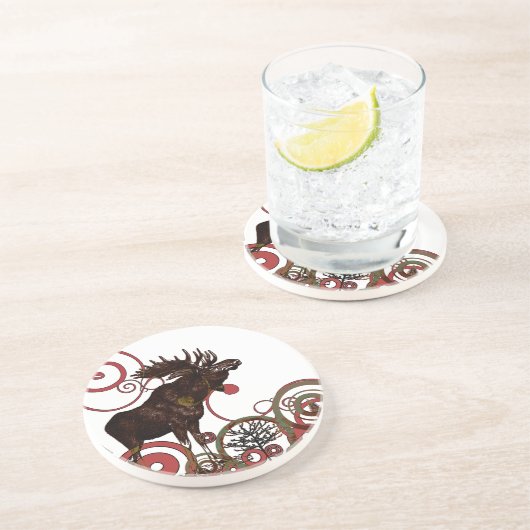 Vintage Elch Lodge Kabine Decke Untersetzer (Seite)