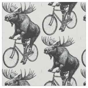 Vintage-Elch-Radfahrer - Rustikaler Tierhumor Stoff