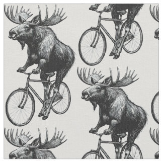 Vintage-Elch-Radfahrer - Rustikaler Tierhumor Stoff