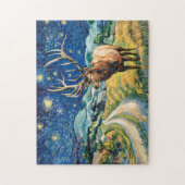 Vintage-Elch-Starry-Night-Van-Gogh-Landschaft Puzzle (Vertikal)