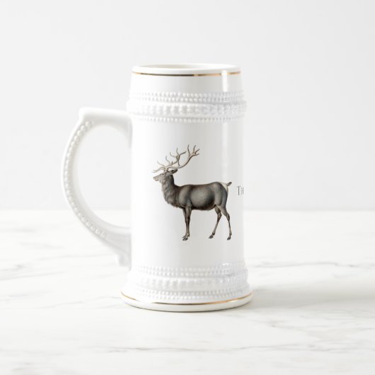 Vintage-Elch- und Namensdesign Bierglas (Links)