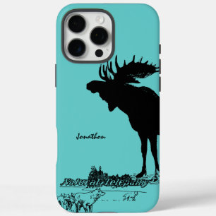 Vintage-Elch-und-Wolf-Wildlife-Wähle-Farbe iPhone 16 Pro Max Hülle