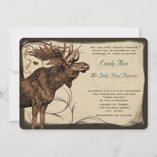 Vintage Elchaufenthalte Einladung (Vorderseite)